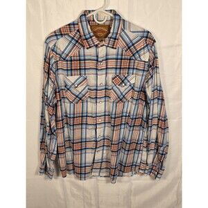 Red Camel Men's XL Plaid Western Pearl Snap Long Sleeve Button Up Shirt